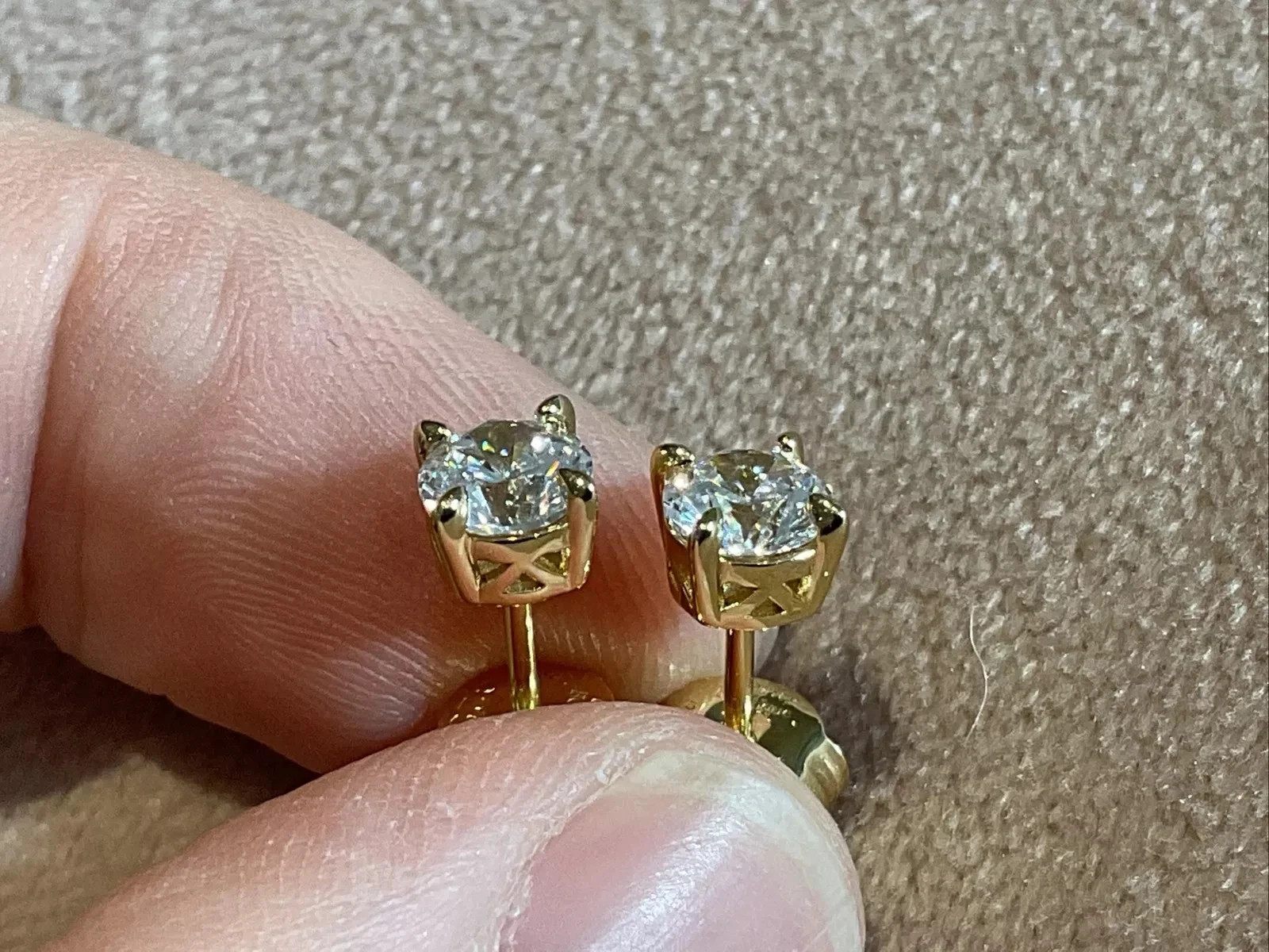 1.00Ct Round Cut Simulated Diamond Solitaire Stud Earrings 14K White Gold Plated