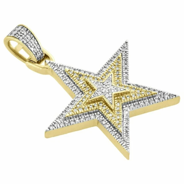 3Ct Round Simulated Diamonds Two Tone Star Pendant 14K Yellow/White Gold Plated