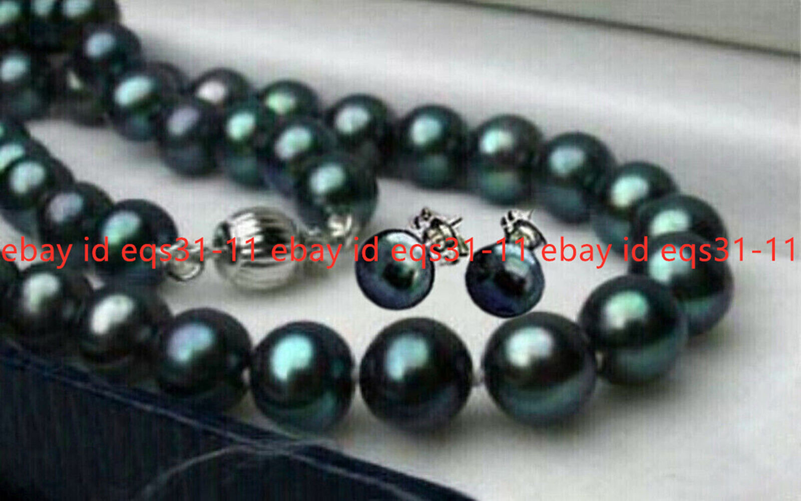 Natural Black Freshwater Cultured Pearl Necklace Earrings Set 14-48Inches