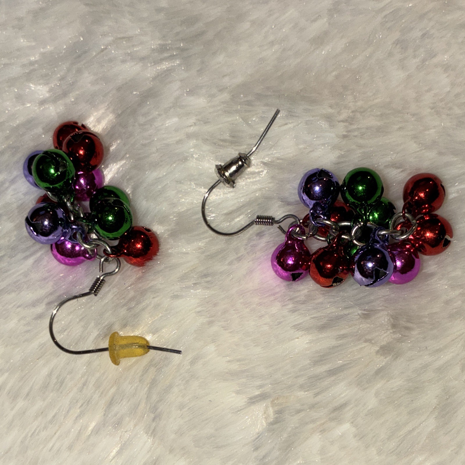 Multicolor Bead Cluster Dangle Drop Earrings in Metal with Hook Closure