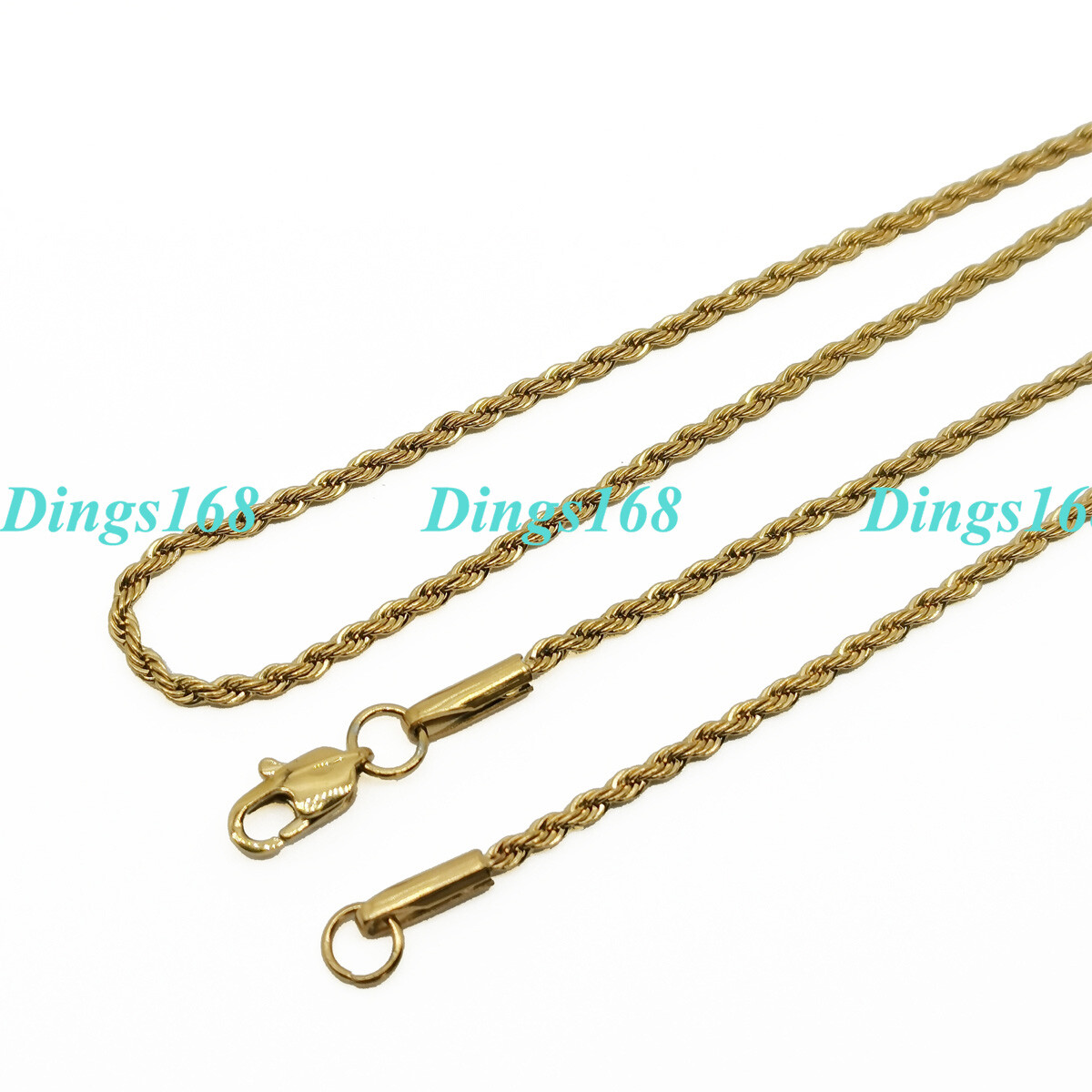 Solid 18K Gold Filled Tarnish-Resist 1.7mm wide Rope Chain Necklace 16″-32″ inch