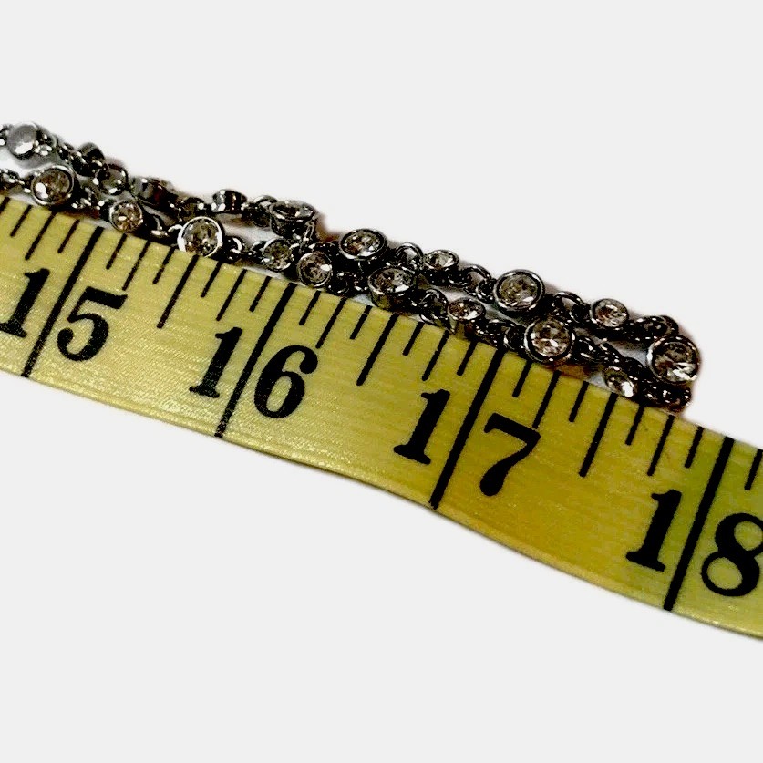 Ann Taylor necklace, 35 in length, clear rhinestones