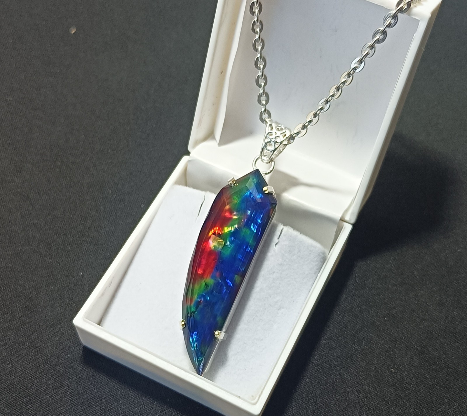 Certified 60.15 Ct Natural Ammolite Doublet Fancy Cut Rainbow Pendant Gemstone