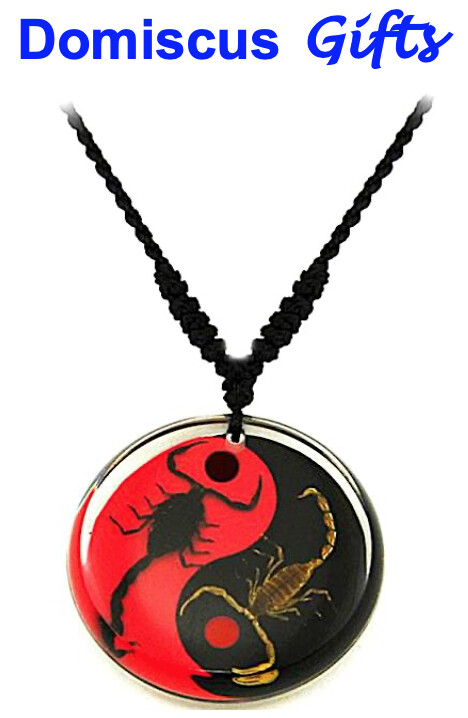 New! Real INSECT Ying Yang Red Black SCORPION NECKLACE Jewelry PENDANT