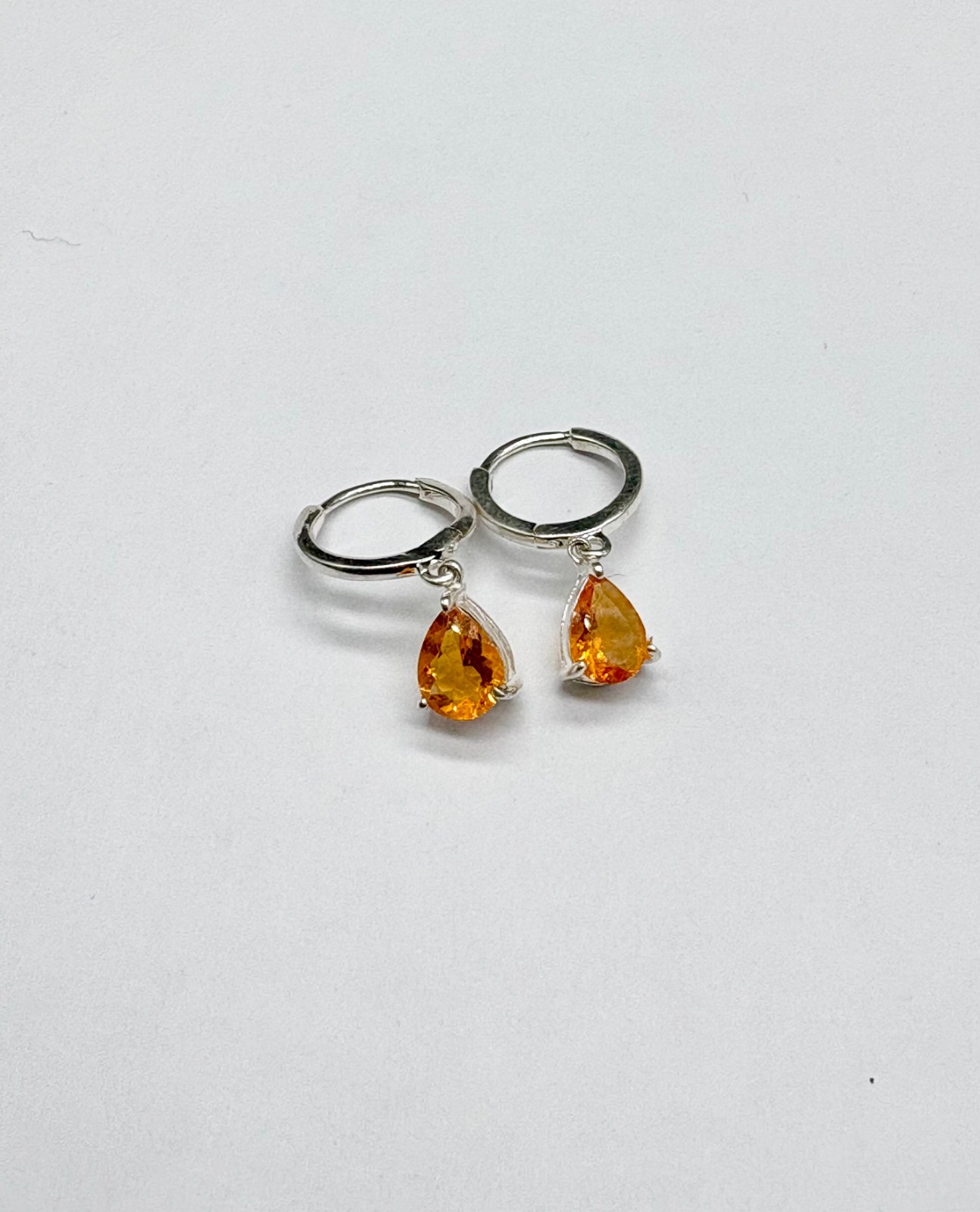Mexican Fire Opal Dangle Drop Earrings in 925 Silver