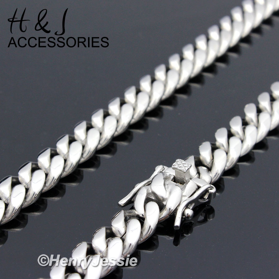 18-40″MEN 316 L Stainless Steel 10mm Silver Miami Cuban Curb Chain Necklace*N154