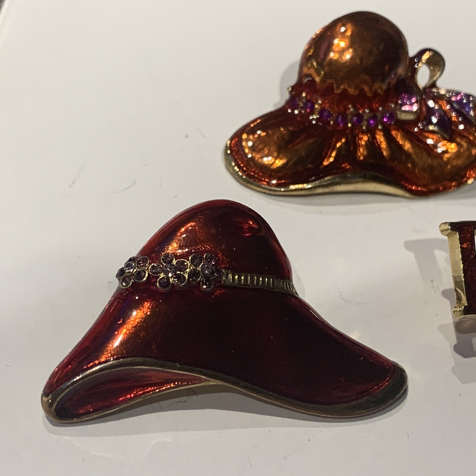 Lot Of 3 Costume Vintage – Modern Jewelry Brooches Pins 2004 Red Hat Society