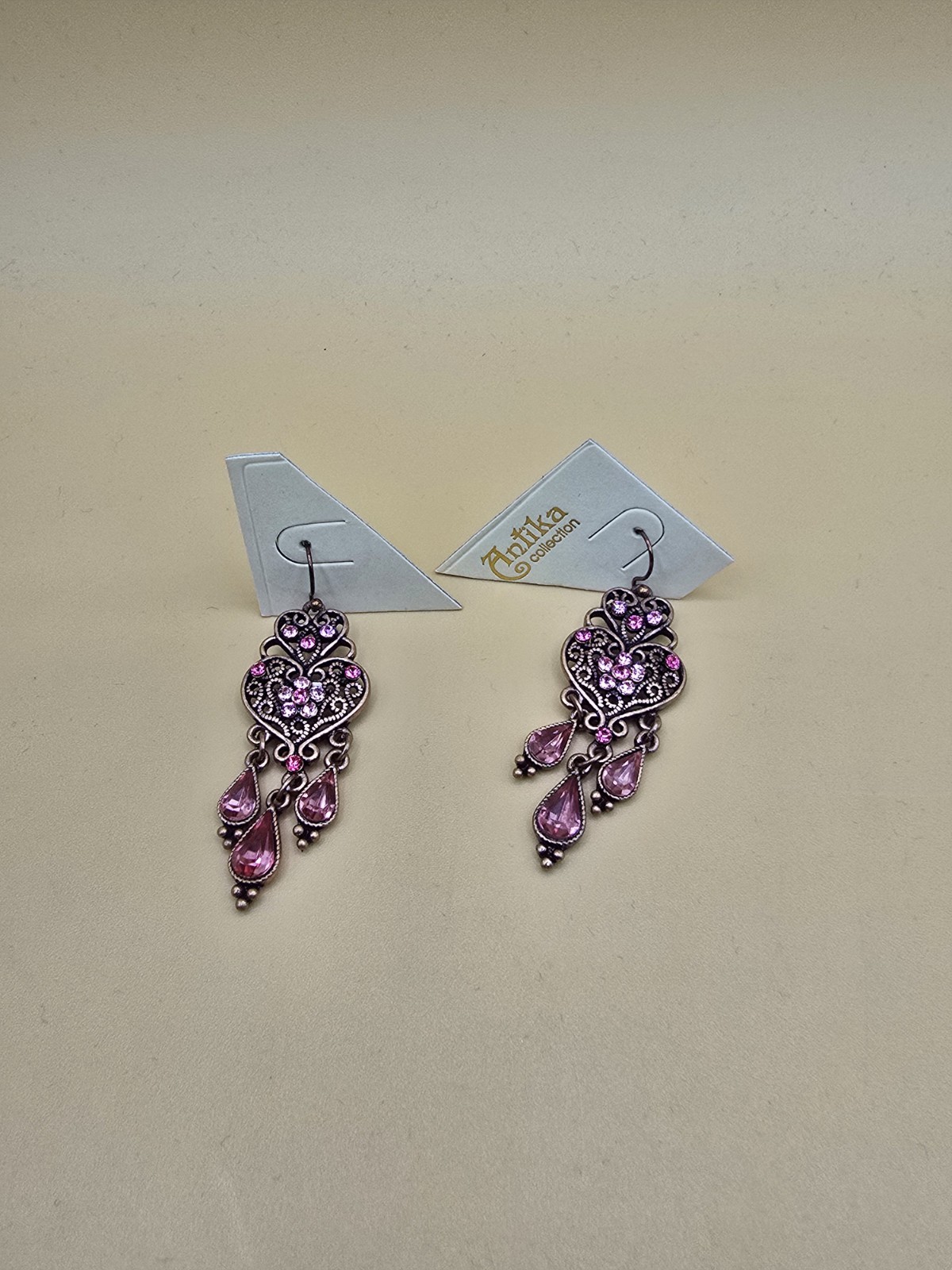 Antika Earrings Ear Dangle Stone Women New Fashion Blooming Pink Victorian Look