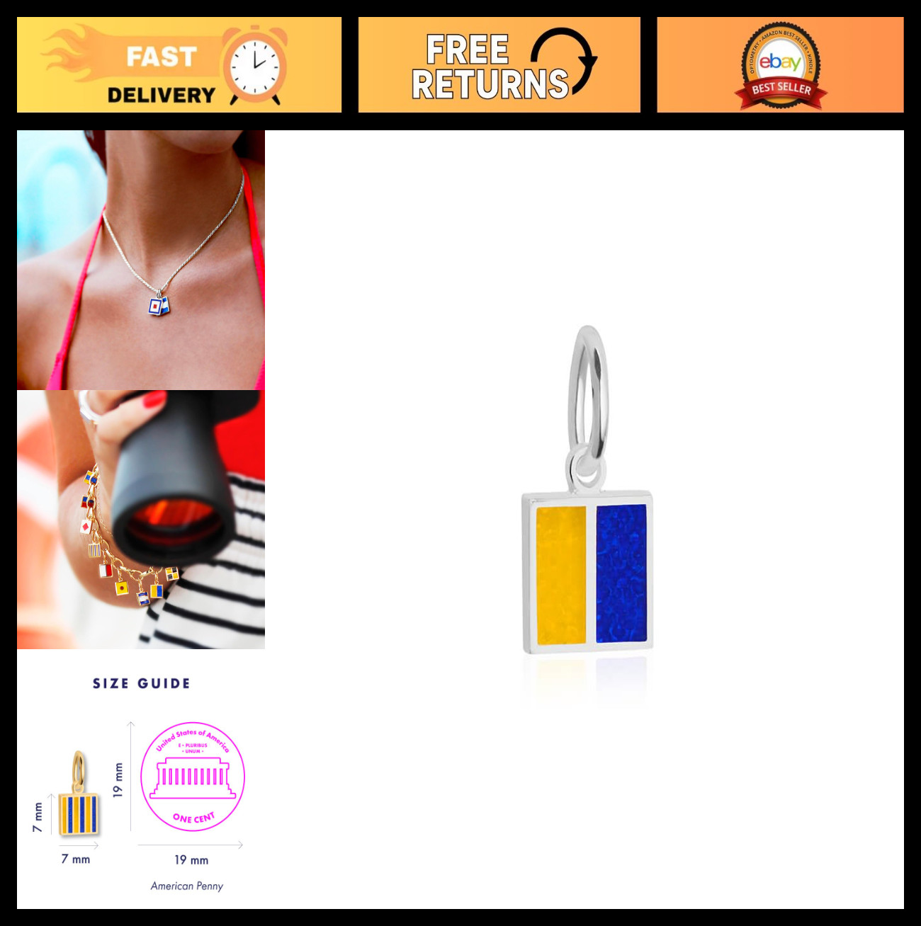 Nautical Flag Silver Mini Charm for Bracelets & Necklaces – Sterling Silver Jewe