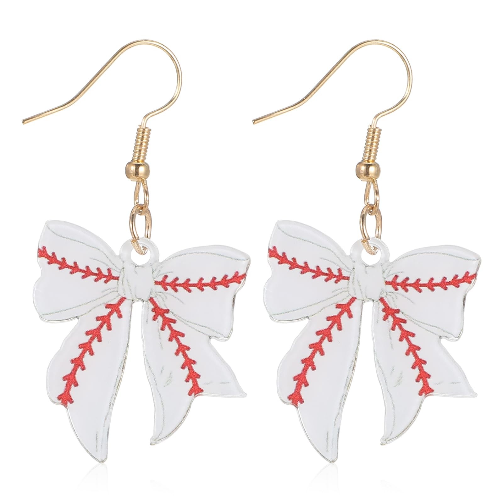 Mabor 1Pair Baseball Earrings for Women Acrylic Baseball Jewelry with Bow De…