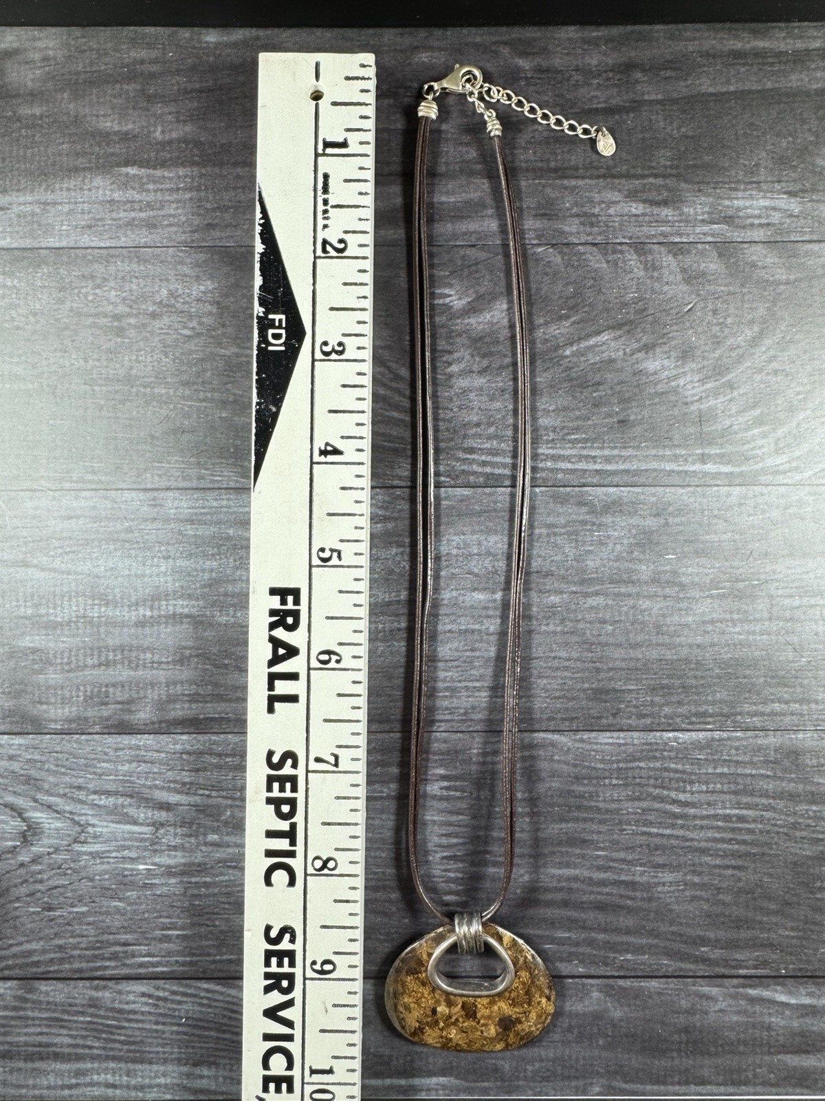 Silpada Sterling Silver and Bronzite Teardrop Pendant on a leather necklace