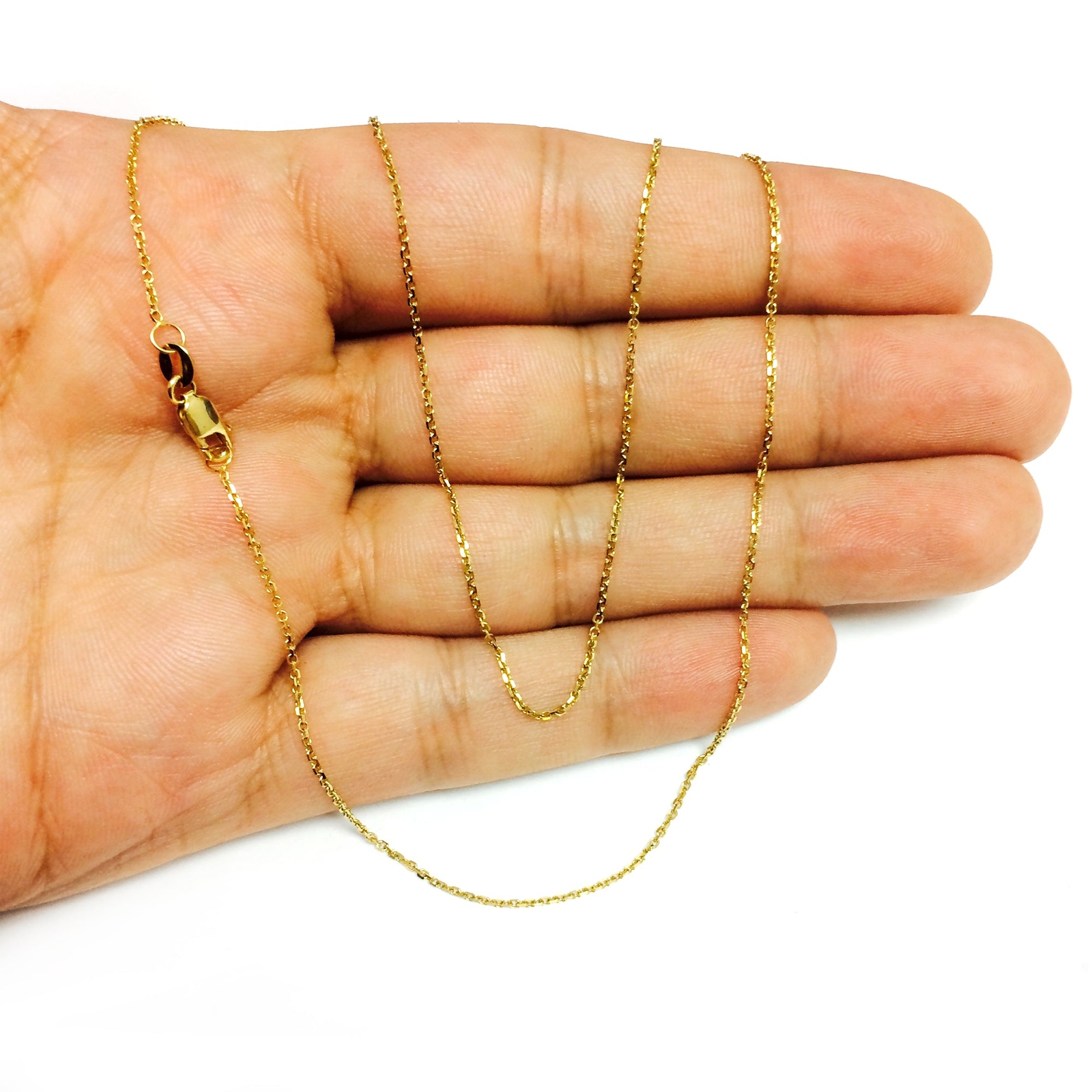 10k Yellow Real Gold Cable Link Chain Necklace, 1.1mm, 20″