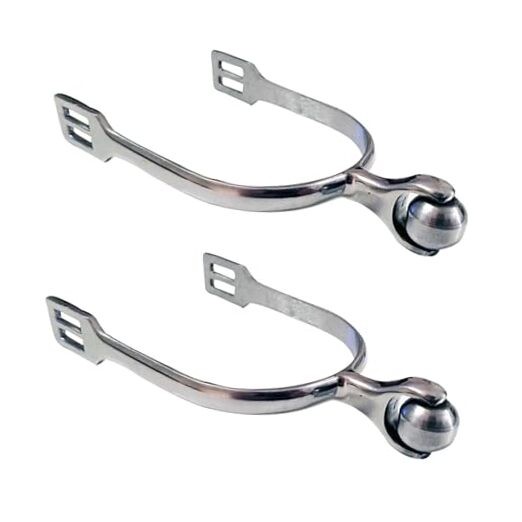 1 Pair Men or Silver Stainless Steel English Spur with Smooth Women Horse Spurs