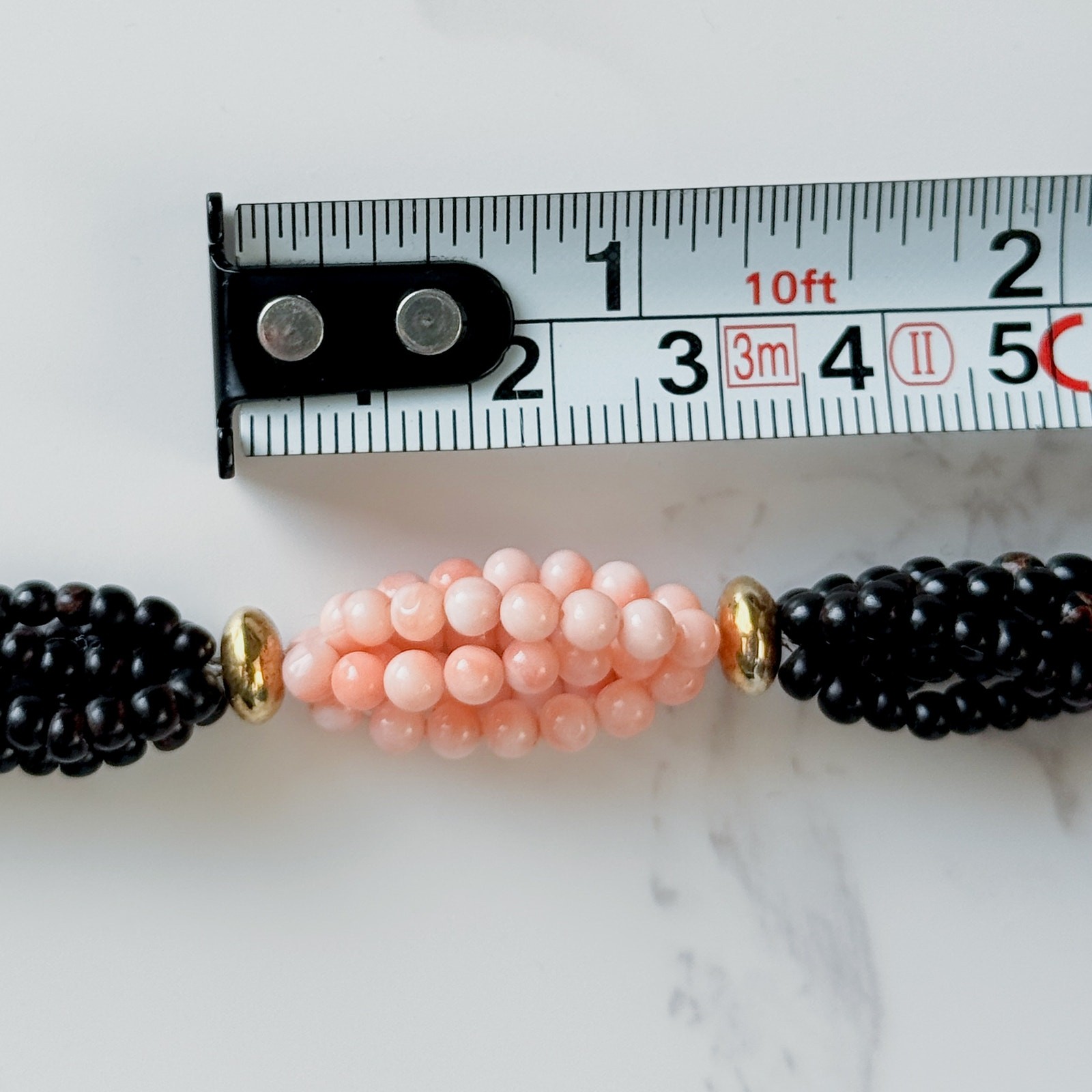 Vintage 1970s Angel Skin Coral Multi-Strand Beaded Necklace Minimalist Jewelry