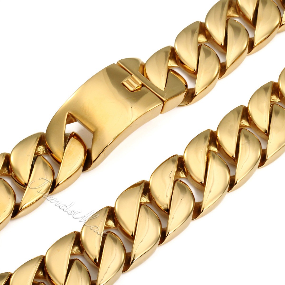 31mm Gold Chain Necklace for Men’s 316L Stainless Steel Curb Cuban Link HEAVY
