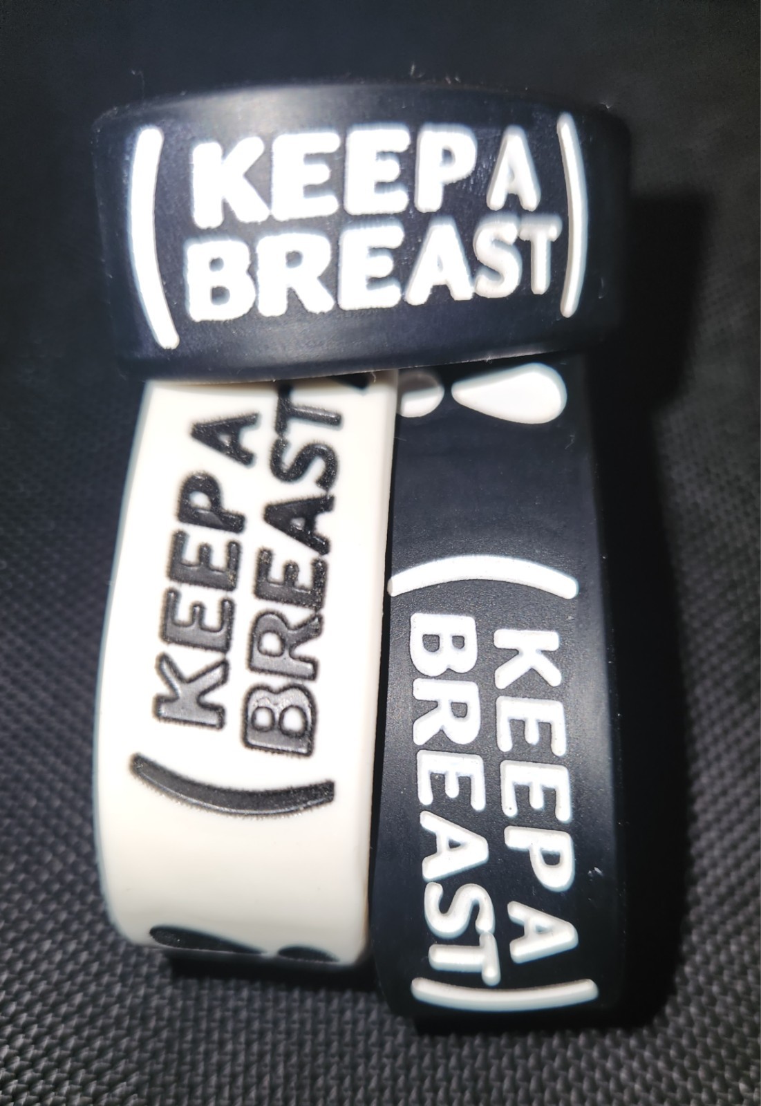 2000’s – I Love Boobies! Bracelets (Keep A Breast) Lot Of 3 Black White Adult