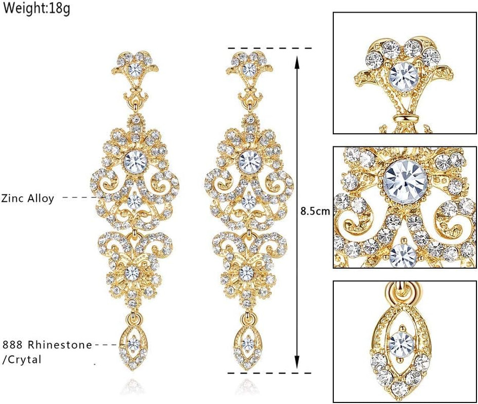 Gold/Silver Rhinestone Chandelier Wedding Bridal Dangle Earrings