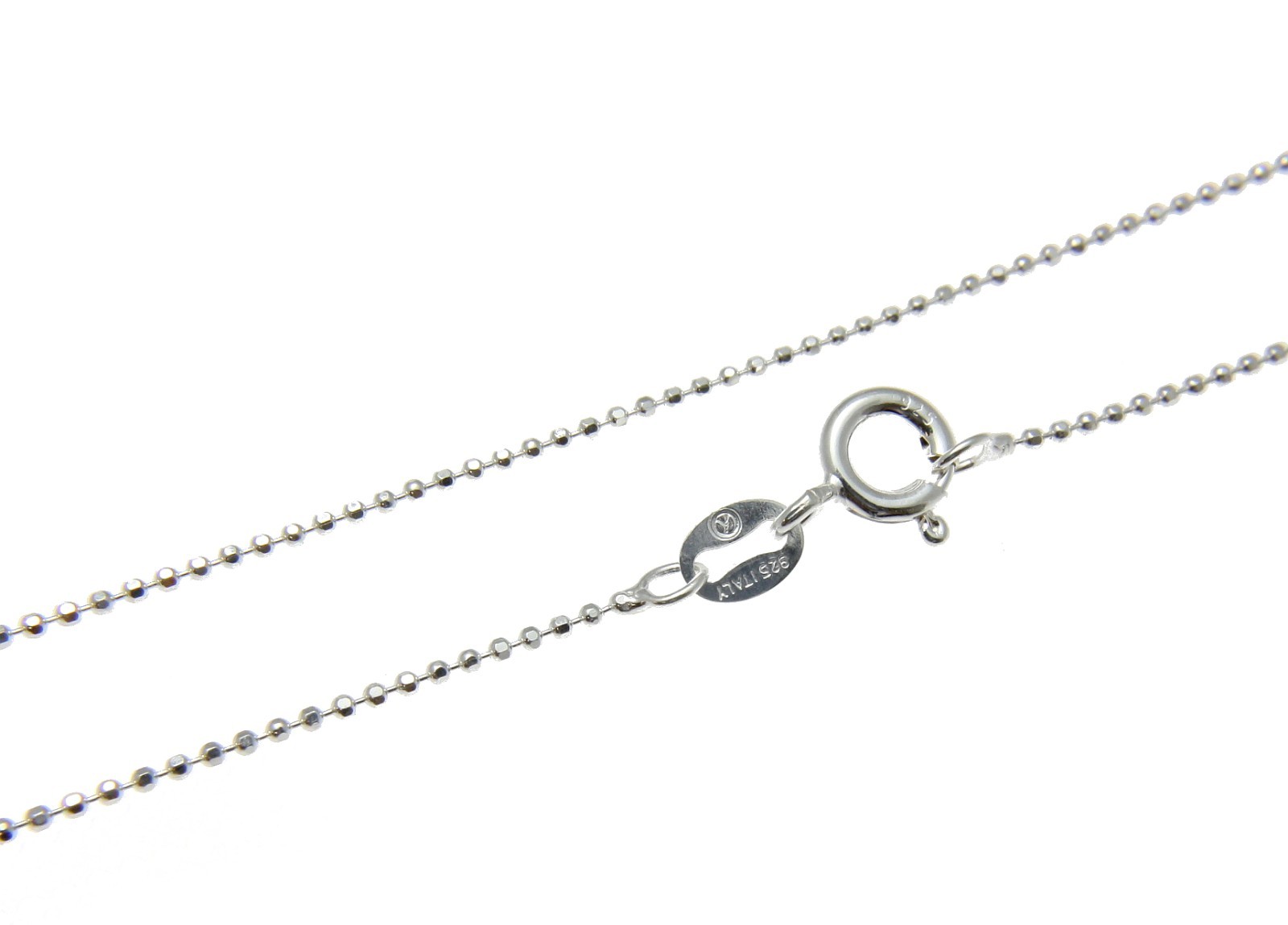 1MM ITALIAN STERLING SILVER 925 DIAMOND CUT BALL BEAD CHAIN NECKLACE 20″