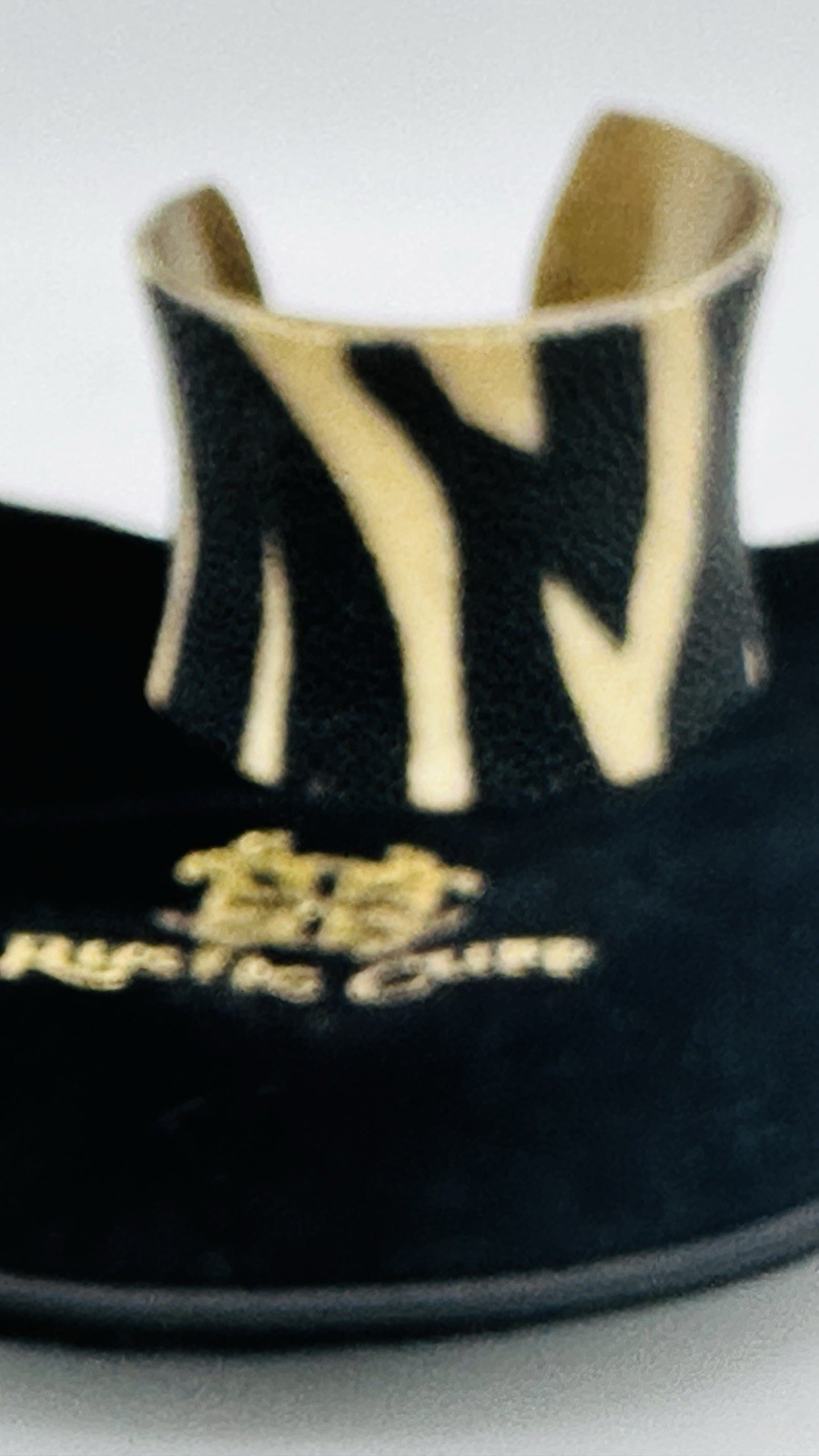 Rustic Cuff Wide Zebra Stripe Shagreen Style Cuff Black Ivory Goldtone