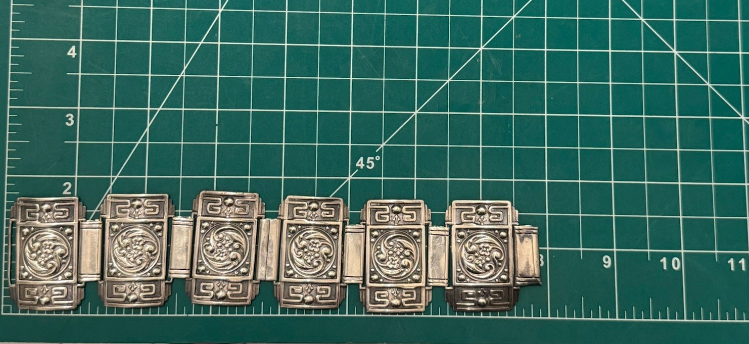 Vintage Candida Sterling Silver 63.6 gr Panel Wide Bracelet #1