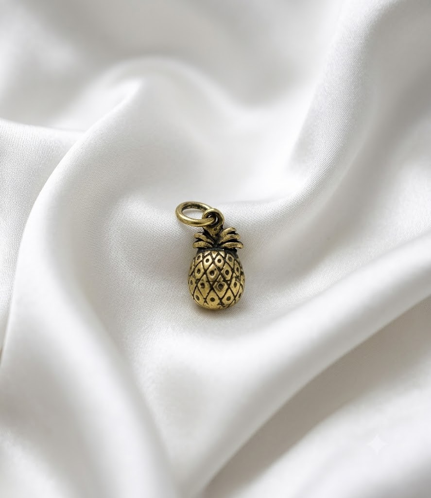 Hawaii Pineapple 92.5 Sterling Silver Gold Brass Necklace Pendant Jewelry