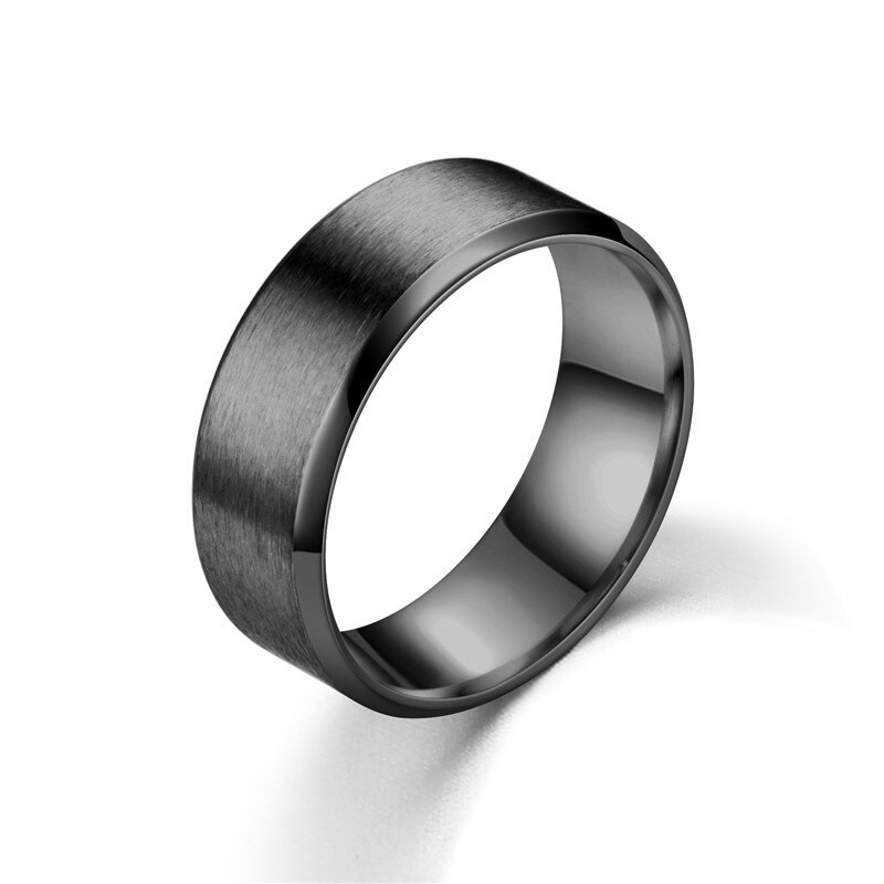 Men Stainless Steel Fill Metal Guy Wedding Band Ring Temporary Black/Gold/Silver