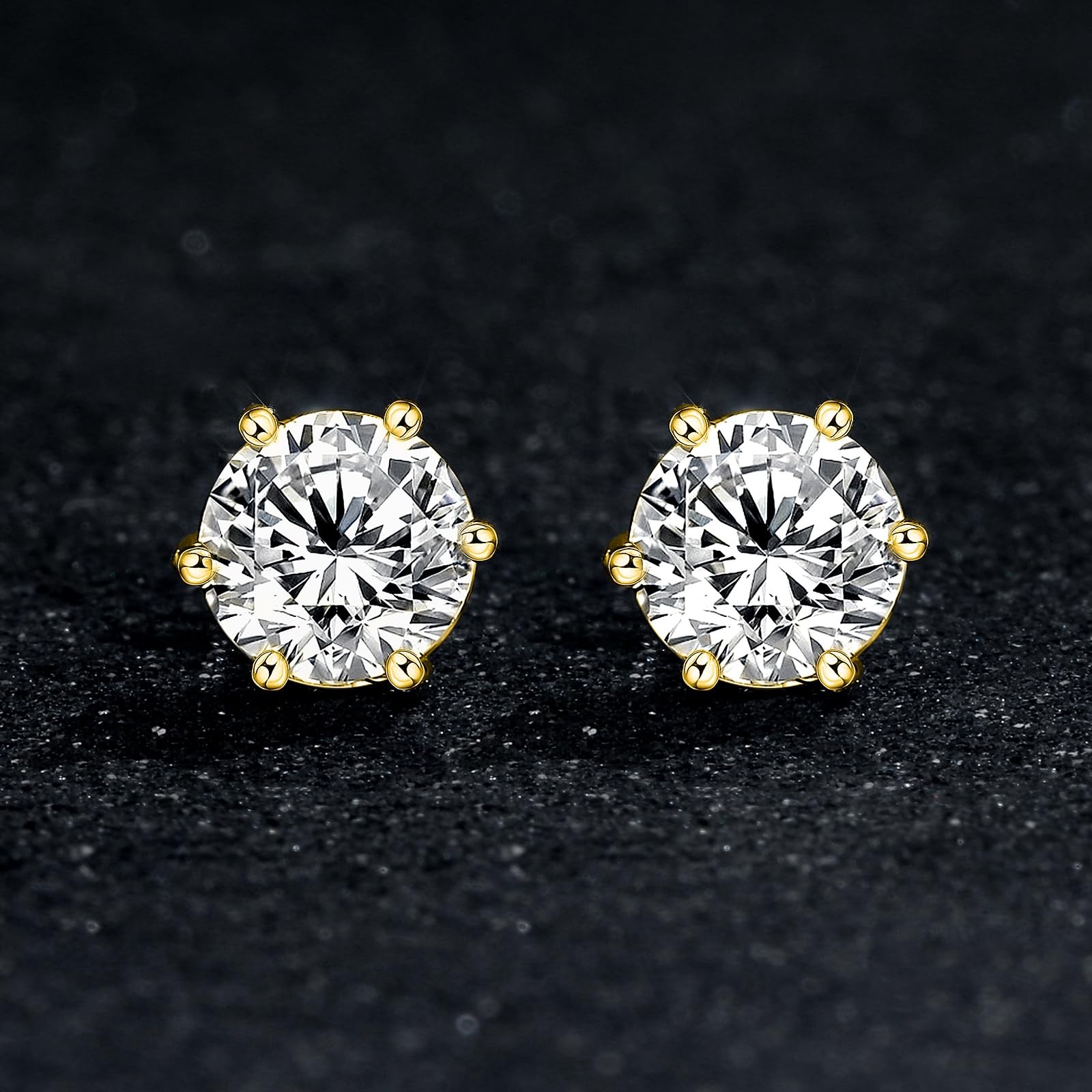 925 Sterling Silver Stud Earrings Set for Women Men 18K Yellow Gold Plated, 6…