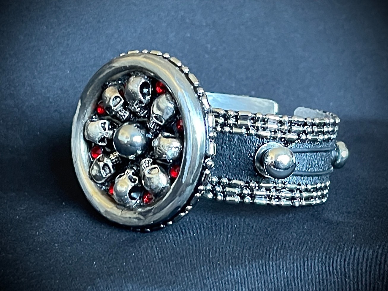 SwitchCore Industrial Leather Cuff Astral Compass & Bone Circle OOAK