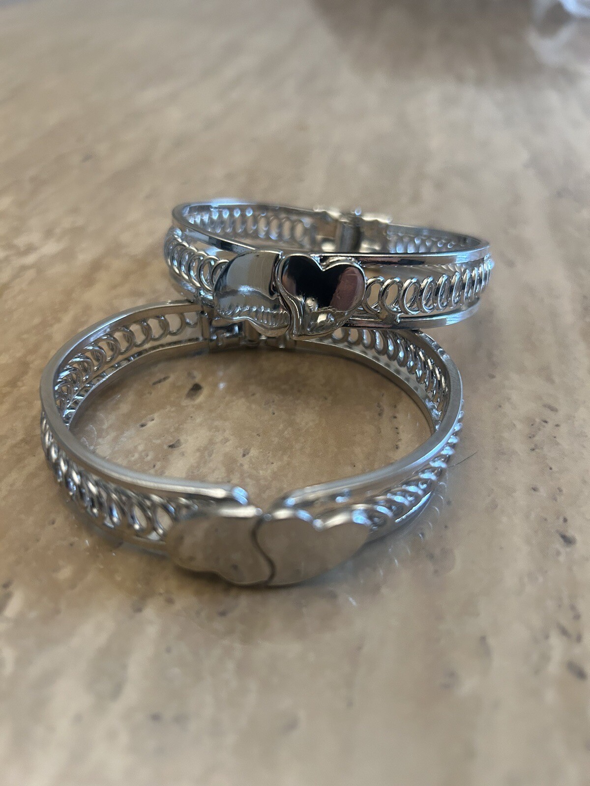 The Buyer Gets 2 new Silver Double Heart Bracelets-USA Vendor-Free Shipping