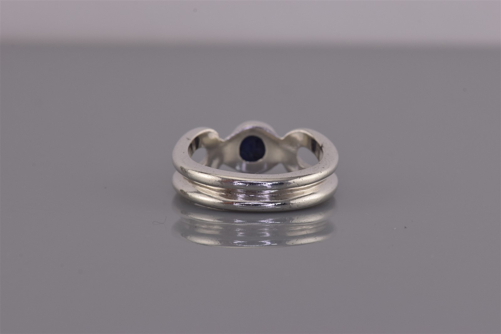 Premier Design Sterling Silver Blue Lapis Button Loop Solid Band Ring 925 Sz: 6