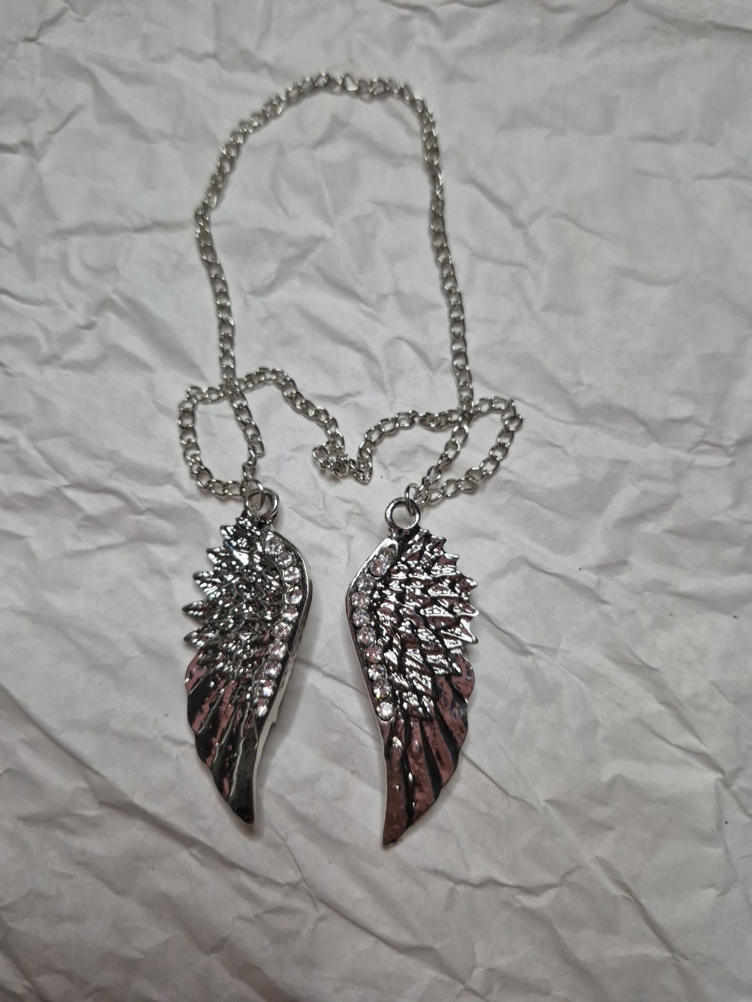 Angel Wings Tassle Chain Brooch Collar Pins, Rhinestone, Metal Feather