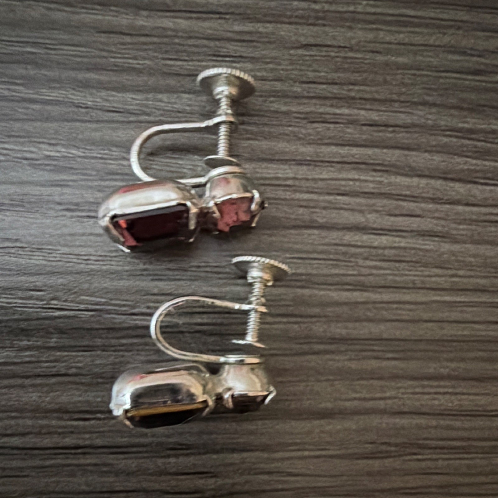 purple silver Crystal Rectangle Dangle Drop Earrings Screw Back Prong Set