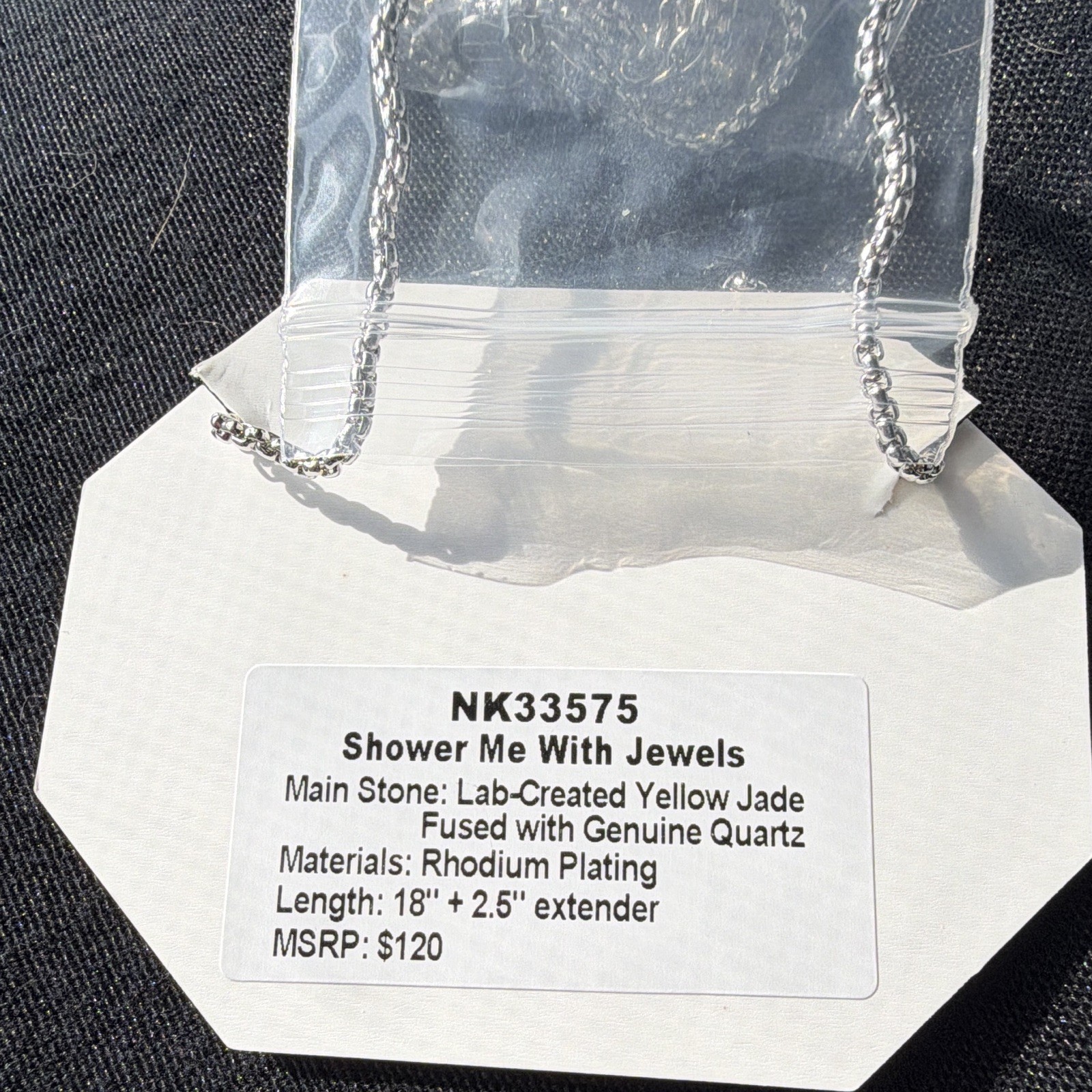 BP Lab-Created Yellow Jade Quartz Halo Pendant Necklace Rhodium 18″+2.5″