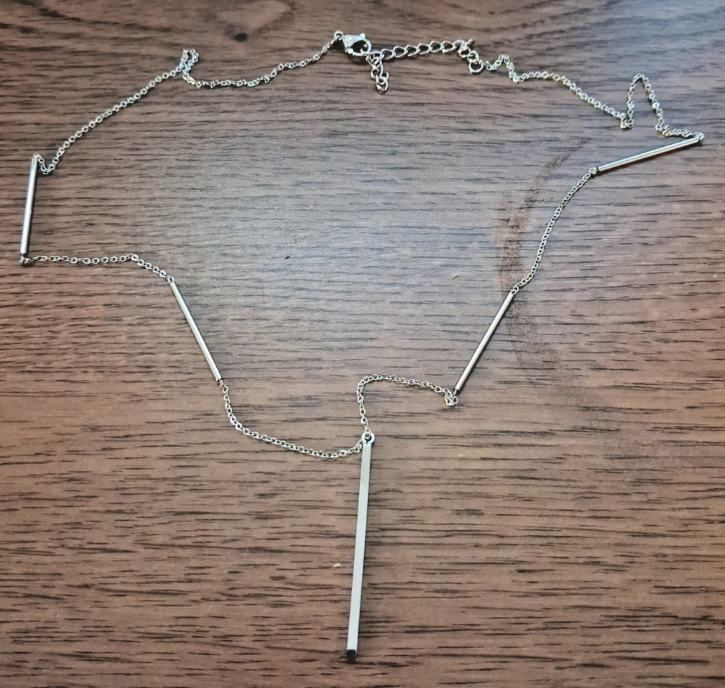 Adjustable 21-23″ Chisel Stainless Steel Multi Bar Y Drop Necklace