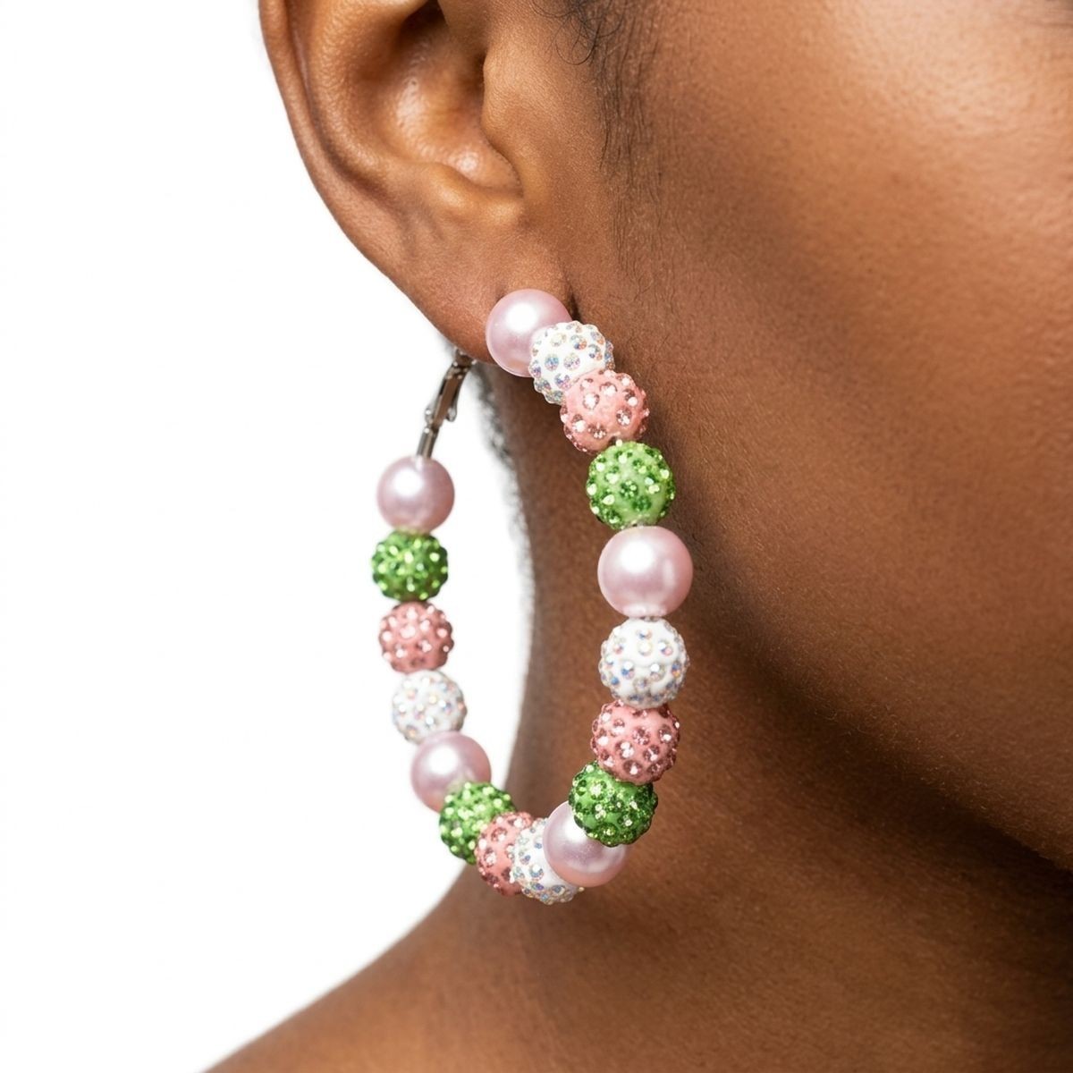 Pink Mix 2in Stone Ball Hoops