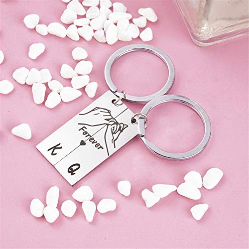 Stainless Couples Keychains Set Puzzle Matching Commemorative K Q Forever