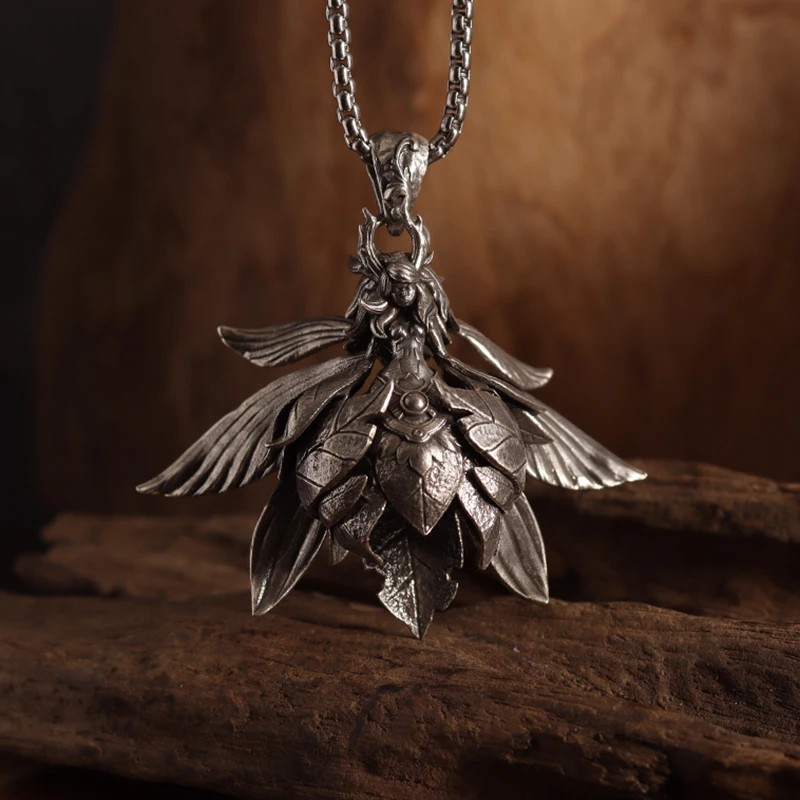 Flower Fairy Jewelry Vintage Silvery Sexy Fairy Tale Angel Pendant Necklace