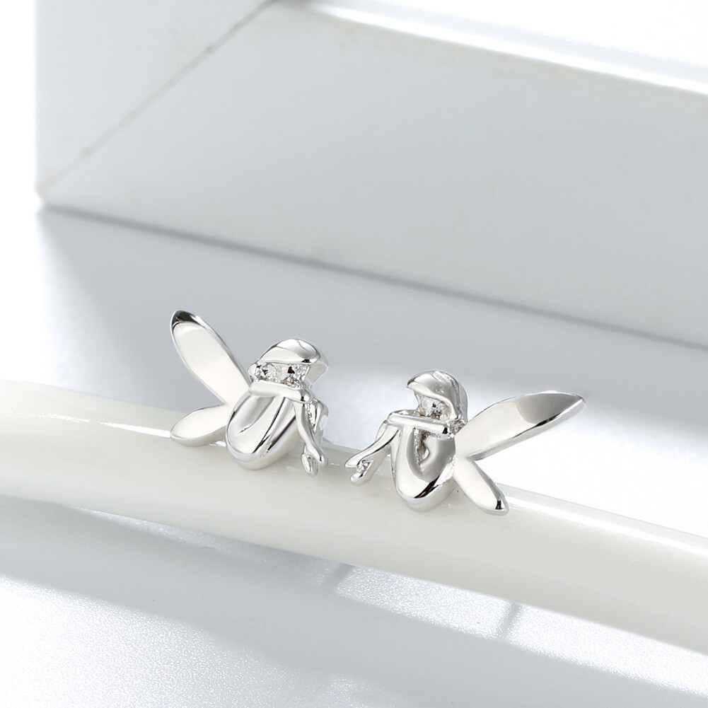 Fairy Winged Angel Sterling Silver Stud Earringgs for Women Ginger Lyne Colle…