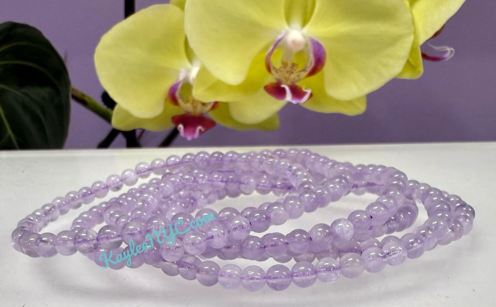 Wholesale Lot 6 Pcs Natural Lavender Amethyst 4mm 7.5” Crystal Stretch Bracelet