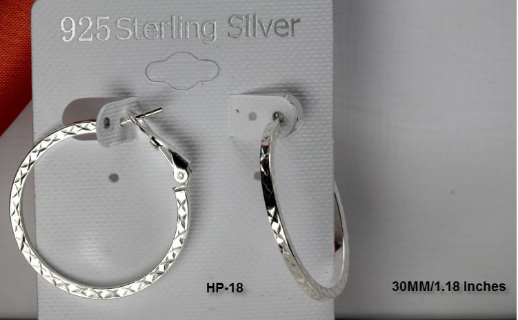 HIGHEST QUALITY LIGHT WEIGHT STERLING SILVER HOOP EARRINGS-1.18″ ROUND 3.8 GRAMS