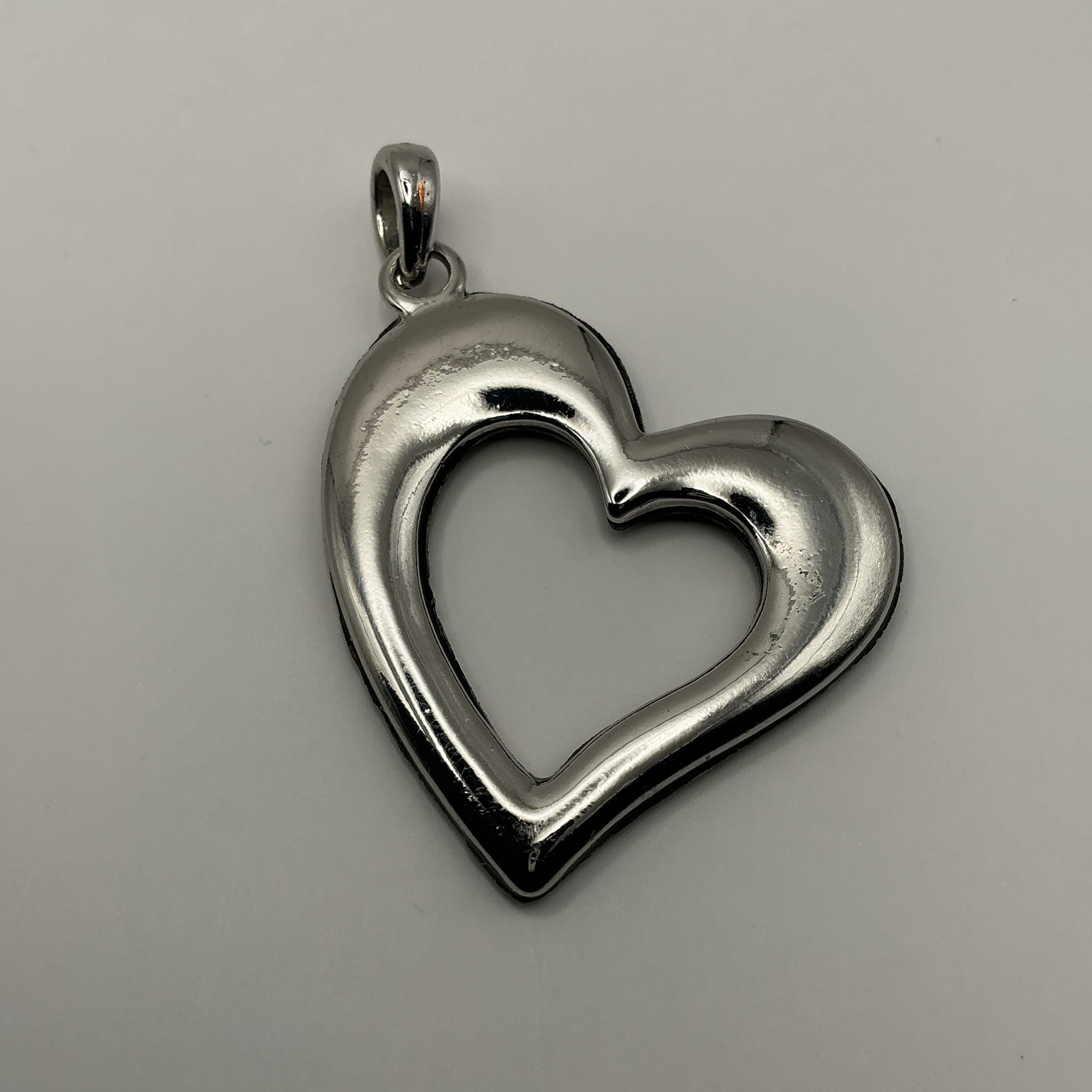 Heart Abalone Shell Inlay Charm Pendant Silver Tone Multicolor Love Theme
