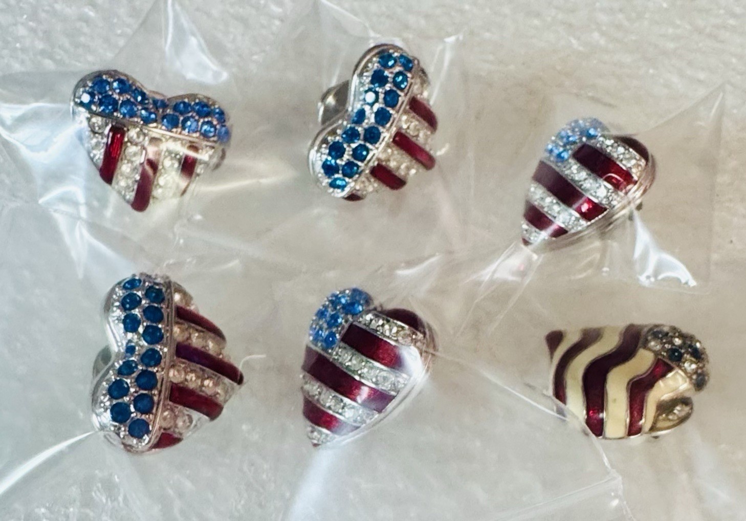 Signed Swan Swarovski LC Christopher Radko Lapel Pin LOT (6 Pins) Patriotic USA