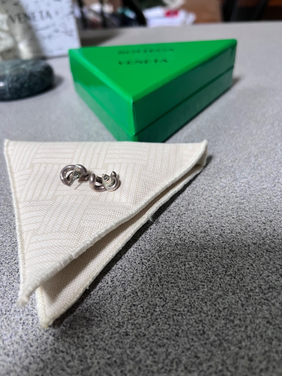 bottega veneta silver knot earrings. Come with original packaging