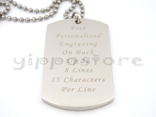 Custom Engraved Stainless Steel Personalized CZ Dog Tag Necklace Free Engraving
