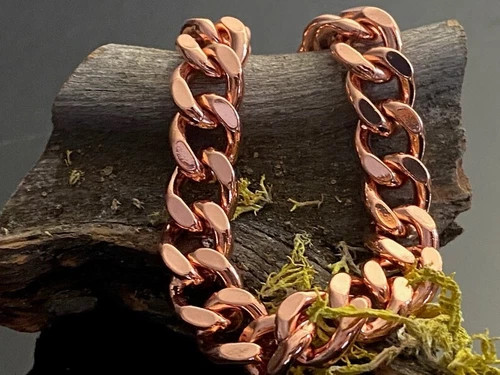 Pure Solid Copper Bracelet Arthritis Cuban Chain Link Rider Bracelet 7.5 INCH