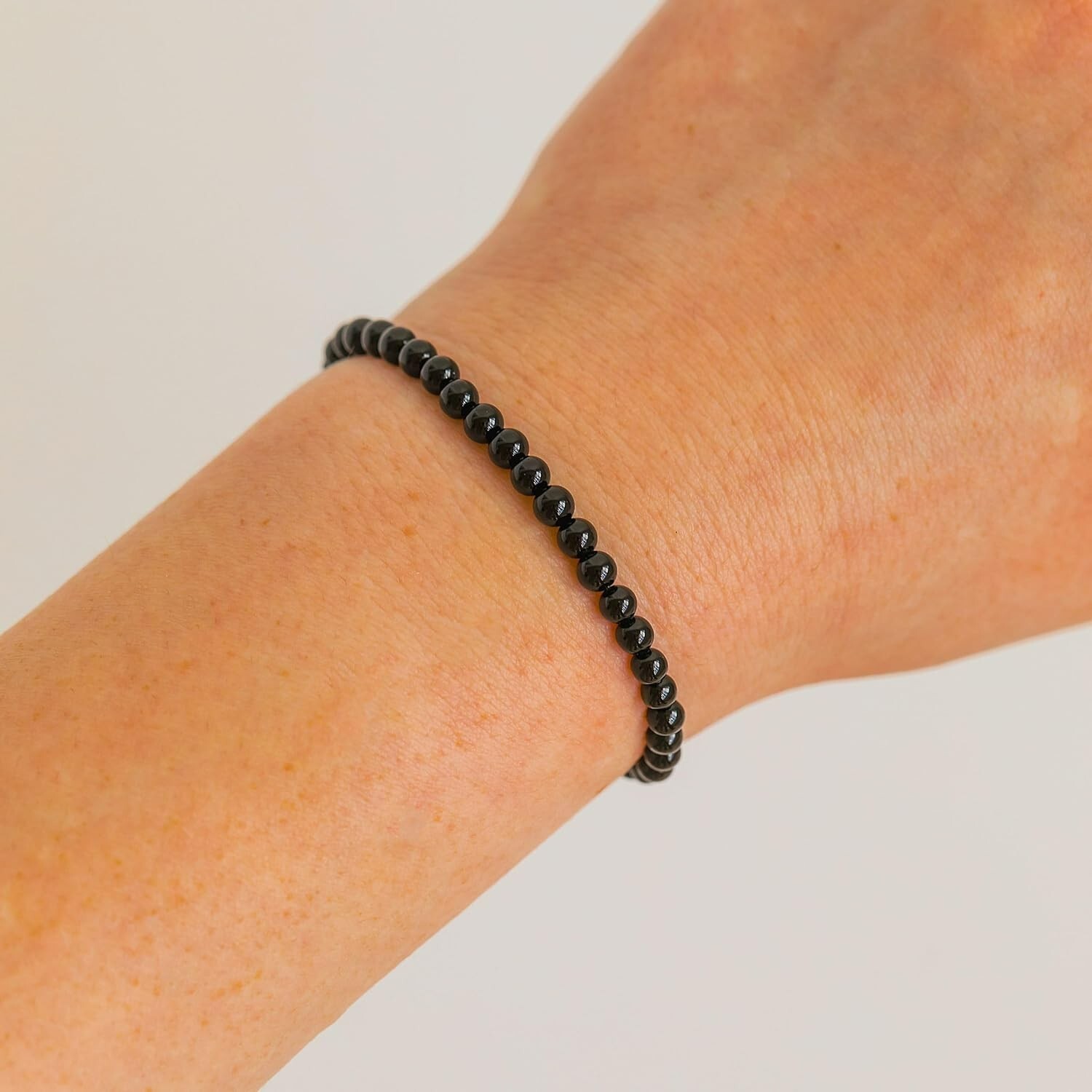 Natural Black Tourmaline Stone Bracelet 4mm Healing Crystal Stretch Bracelet