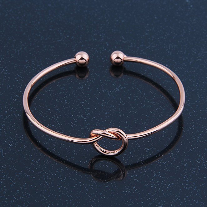 Women’s Fashion Jewelry Love knot Open Metal Bangle Bracelet Rose Gold 69-3