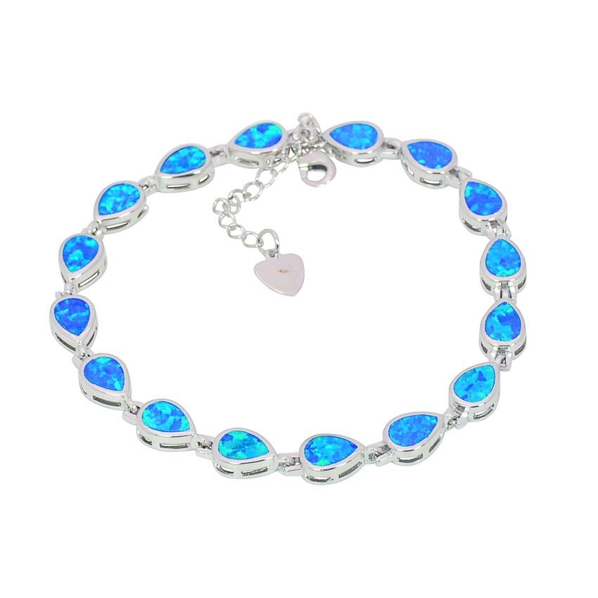 Hawaii Blue Opal Water Drop Bracelet 925 Sterling Sliver Jewelry For Women Girls