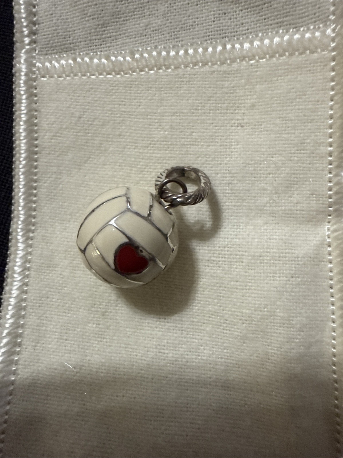 Brighton Volleyball Red Heart Enamel Sports Love Charm Pendant