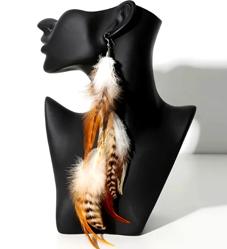 Boho Chic Long Dangle Feather Earrings – 2 Color Choices